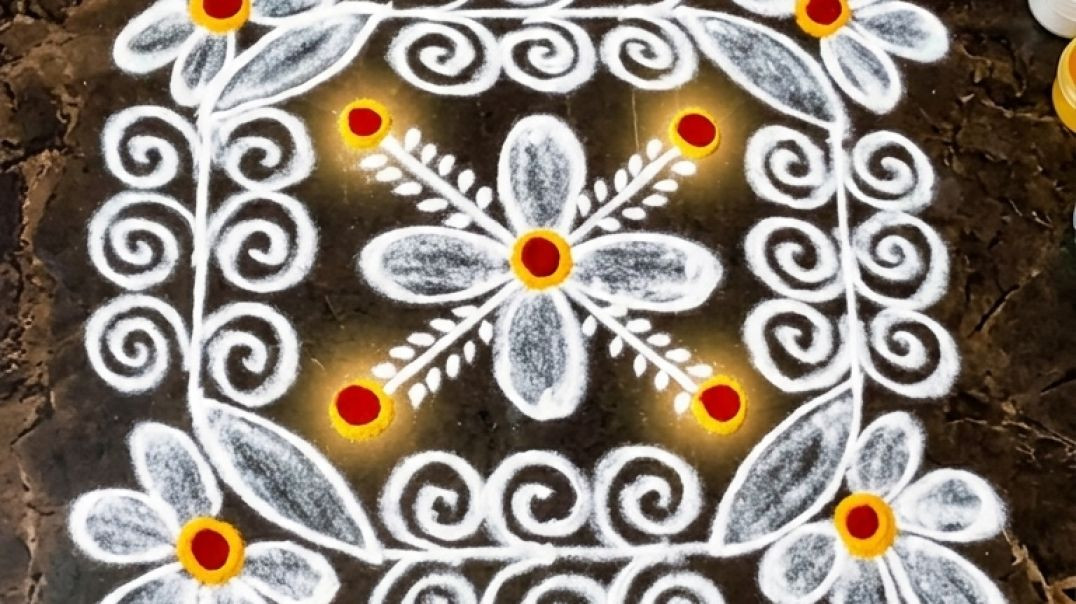 ⁣Beautiful & Unique Rangoli Design 😍 Step by Step #shorts #muggulu #viral