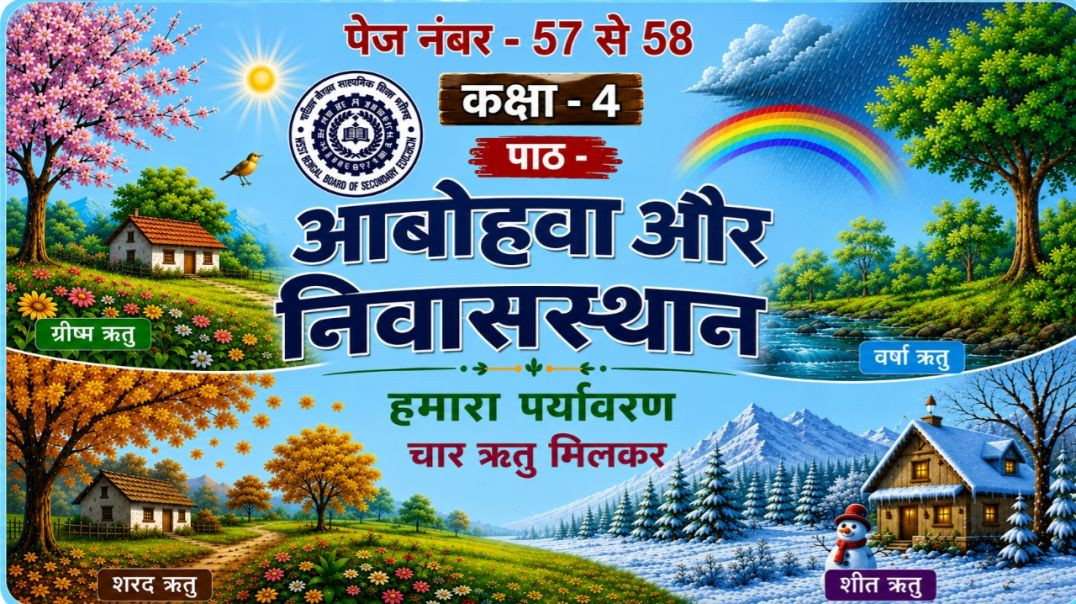 ⁣कक्षा -4 पाठ - आबोहवा और निवास स्थान   हमारा पर्यावरण पेज नं -57--58तक
