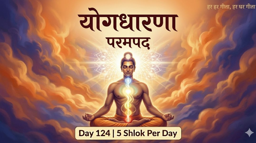 ⁣Day 124 | 5 Shlok Per Day | योगधारणा, कालज्ञान, धर्मानुकूल काम और परमपद