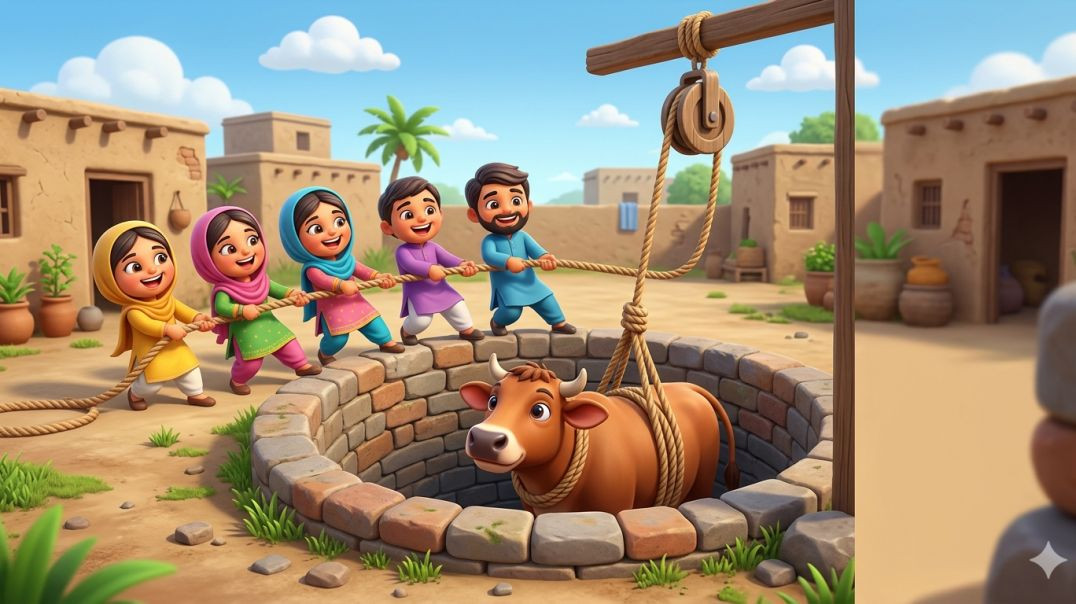 Gau Mata ko nikaalne ke liye prayas karte hue