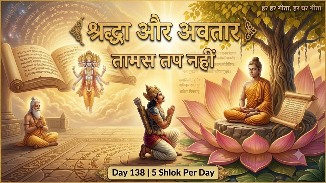⁣Day 138 | 5 Shlok Per Day | श्रद्धा, तामस तप, अवतार, कर्मयोग की निष्कलुषता #jagatkasaar #facts