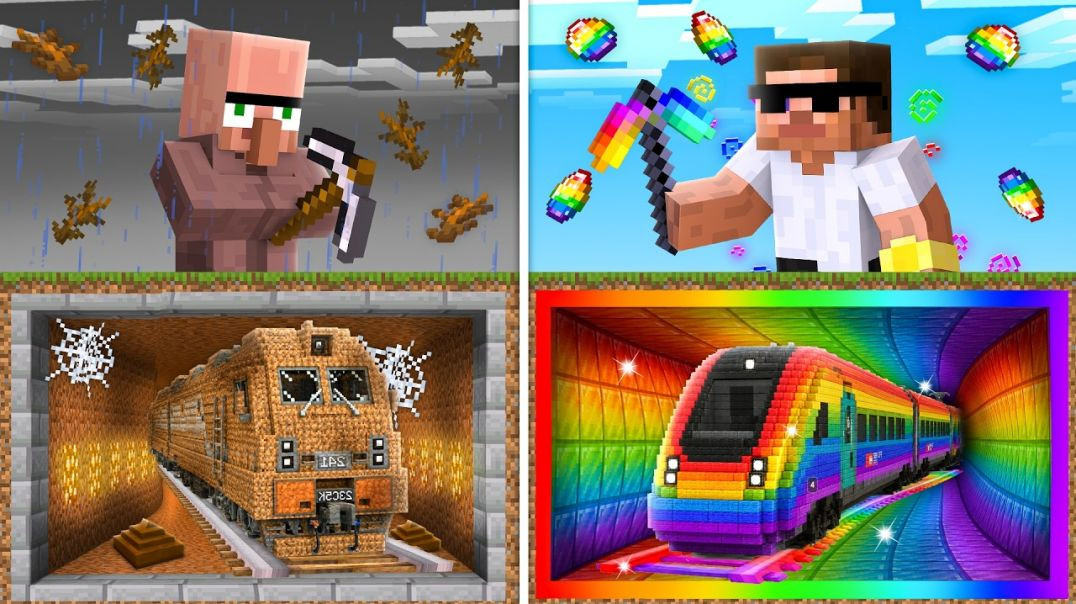 ⁣POOR vs OP TRAIN Mine Battle in Minecraft.. #carrydepie