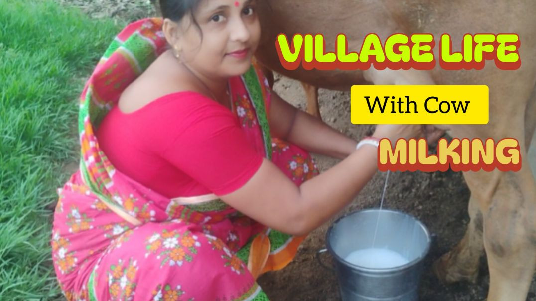 ⁣Village Life With Cow Milling #cowmilking#villagelife