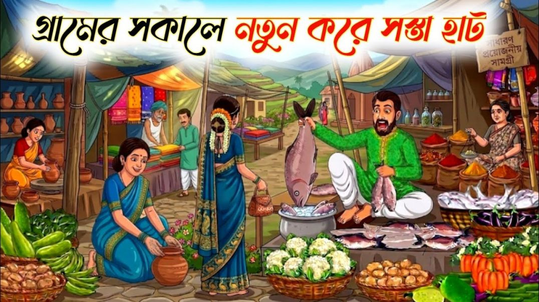 ⁣গ্রামের সকালে নতুন করে সস্তা হাট | Bangla Moral Story Cartoon | ঠাকুমার ঝুলি কার্টুন