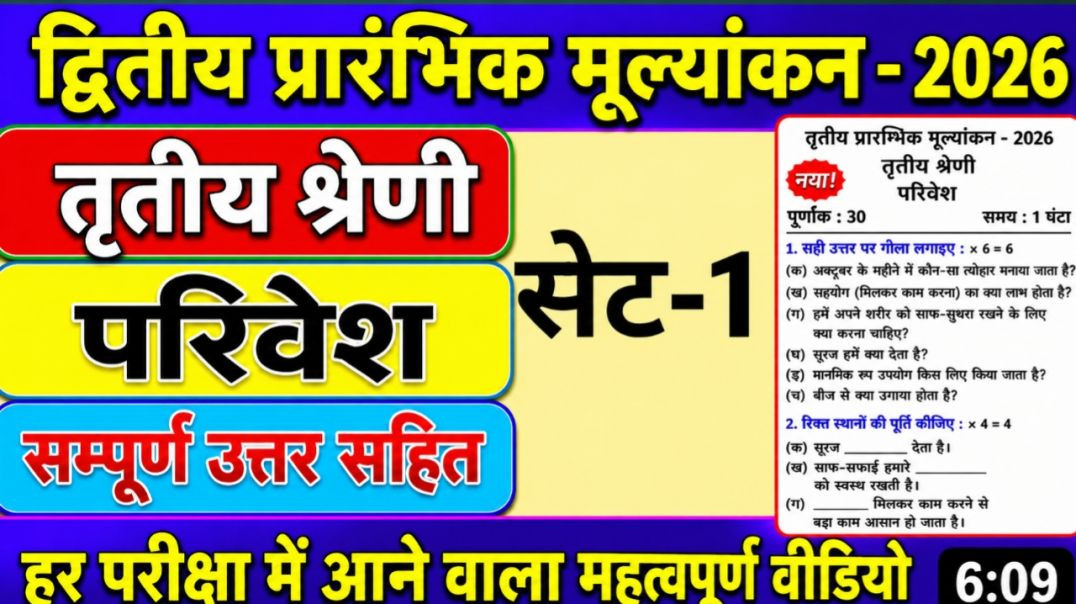 ⁣Class 3 हमारापर्यावरण 2nd  Unit Set -1 ,August 2026