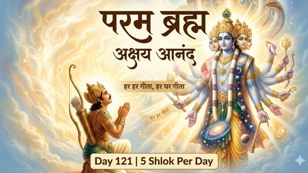 ⁣Day 121 | 5 Shlok Per Day | परम ब्रह्म, यज्ञ का अमृत, आत्मसुख और स्वभावज कर्म