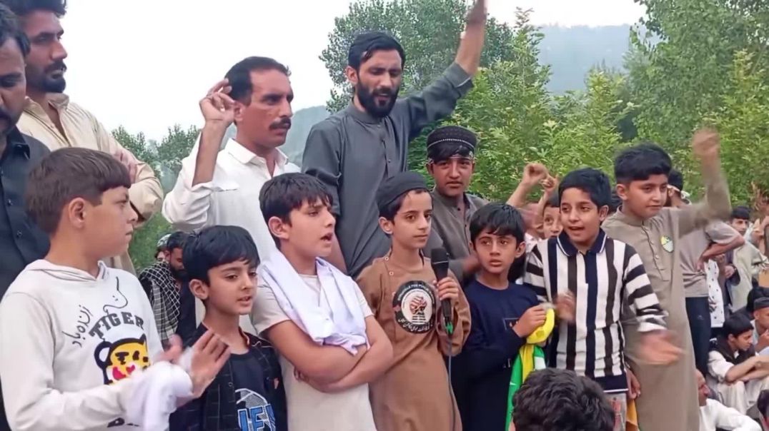 ⁣Children raise slogans against NaPak Army and Administration in POJK