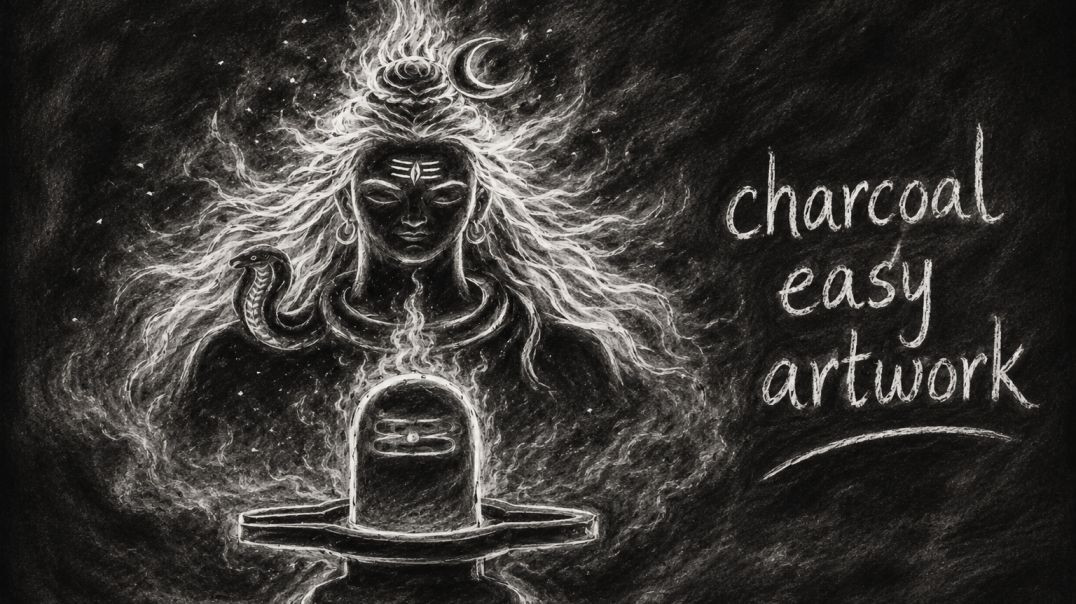 ⁣Mahadev Charcoal drawing🙏 easy charcoal art