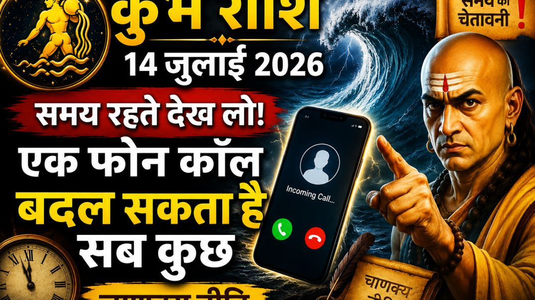 ⁣कुंभ राशि 14 जुलाई 2026: समय रहते देख लो! 📞 एक फोन कॉल बदल सकता है सब कुछ | चाणक्य नीति