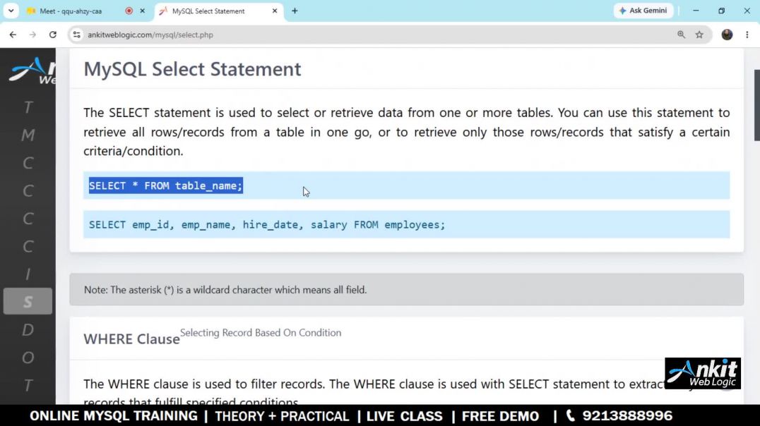 ⁣Part-7 | MySQL Select Overview | MySQL Tutorial