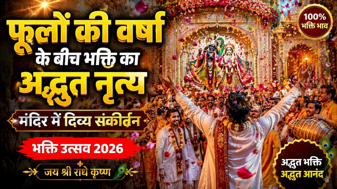 ⁣फूलों की वर्षा के बीच भक्ति का अद्भुत नृत्य 🙏❤️ | मंदिर में दिव्य संकीर्तन | Bhakti Utsav 2026