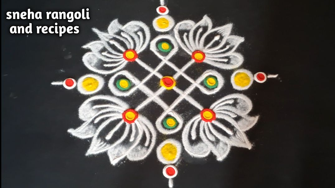 ⁣🪷 New Lotus Rangoli Design 2026 ✨ | Easy & Beautiful Lotus Kolam 🤍🔥 Festival Special Rangoli