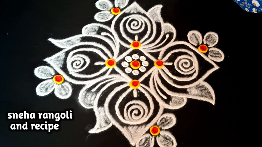 ⁣⏱️ सिर्फ 5 मिनट में! बेहद आसान और सुंदर सफेद रंगोली | Elegant White Rangoli Design ✨