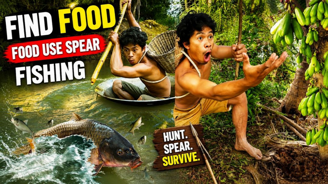 ⁣Rainforest Survival Challenge 🌴 | Spear Fishing for Food 🐟 | Extreme Jungle Life!