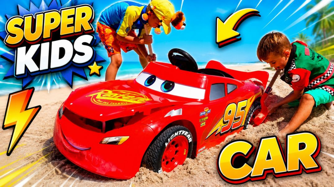 ⁣Super Kids की Car रेत में फंसी! क्या बच पाएंगे? 😱🔥