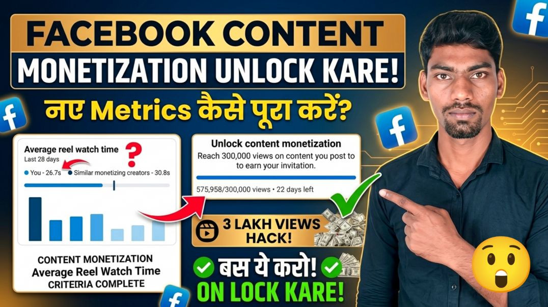 ⁣Facebook Average Reel Watch Time Problem Solve 🔴 Unlock Content Monetization New Metrics