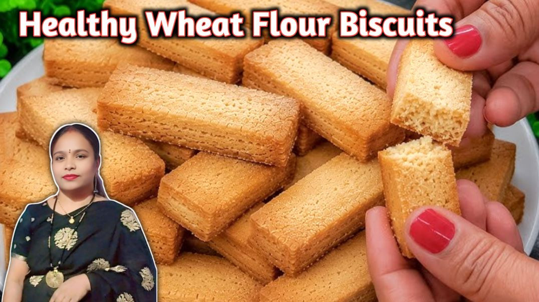 ⁣No Oven, No Maida! ❌ Homemade Healthy Wheat Flour Biscuits Recipe 🍪 #healthybaking