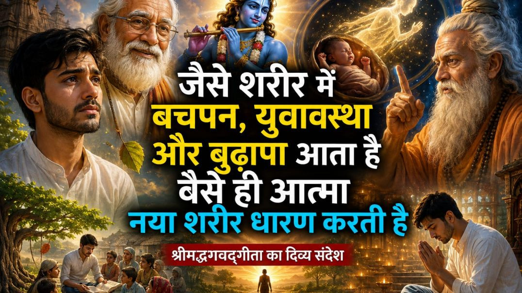 ⁣जैसे शरीर में बचपन, युवावस्था और बुढ़ापा आता है, वैसे ही आत्मा नया शरीर धारण करती है | Bhagavad Gita