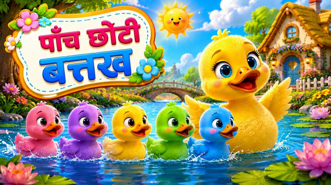 ⁣VN20260629_215 छोटी बत्तख गई 🦆 | हिंदी बच्चों की कविता | Five Little Ducks Hindi | Nursery Rhymes fo