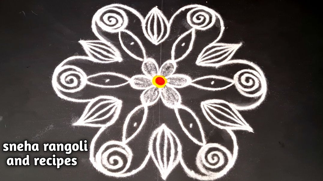 Beautiful 6 Rose Flower Rangoli with Dots 🌹 | Simple Chukkala Muggulu #shorts