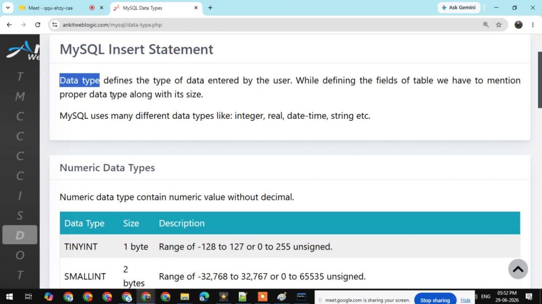 ⁣Part - 6  MySQL Data Types