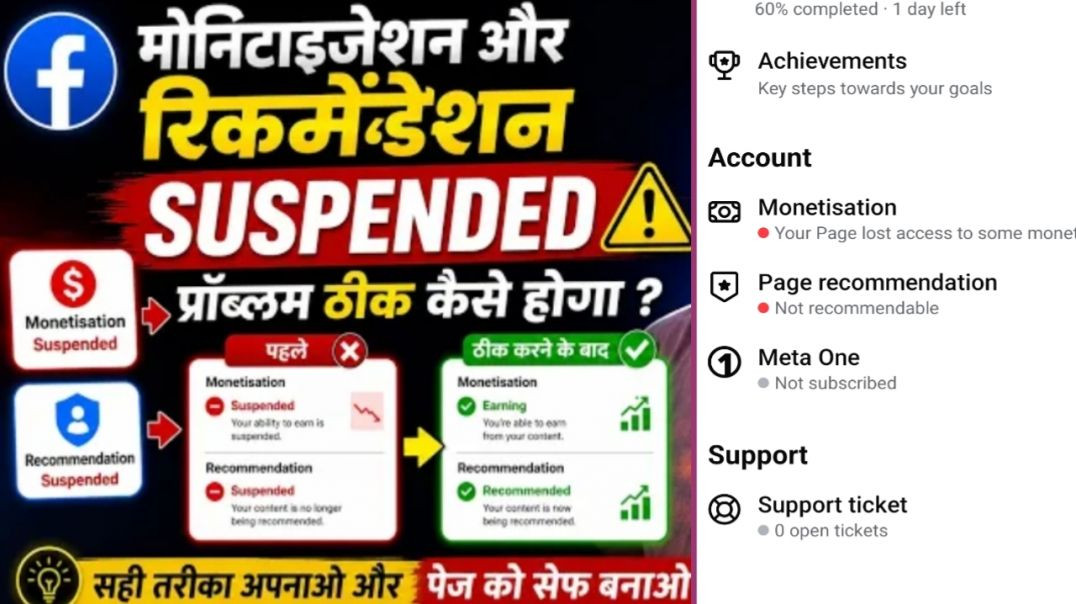 ⁣Facebook Monetization & Recommendation Suspended Fix