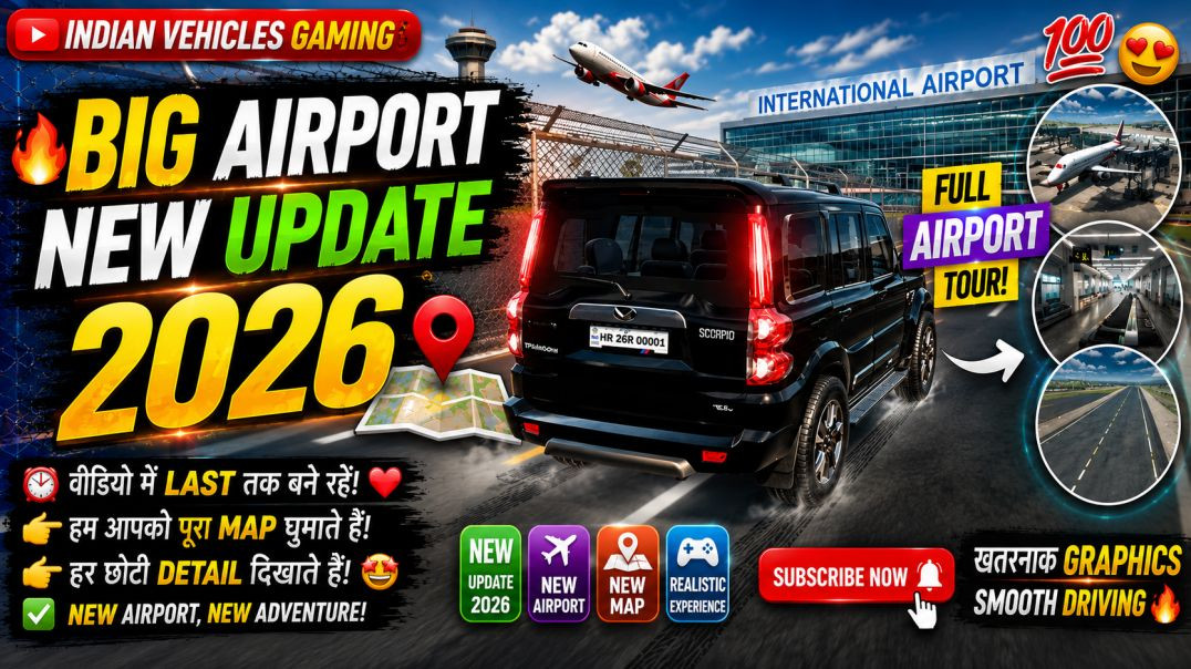 ⁣✈️ Airport New Update 2026 😱 Full Airport Map Tour | Indian Vehicles Gaming
