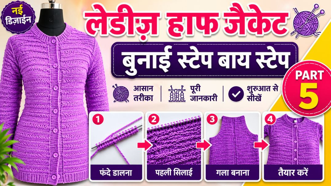 ⁣Part5/Ladies koti Knitting step by step,Mudhdhe jodna aur armhole ke fande uthana,in hindi
