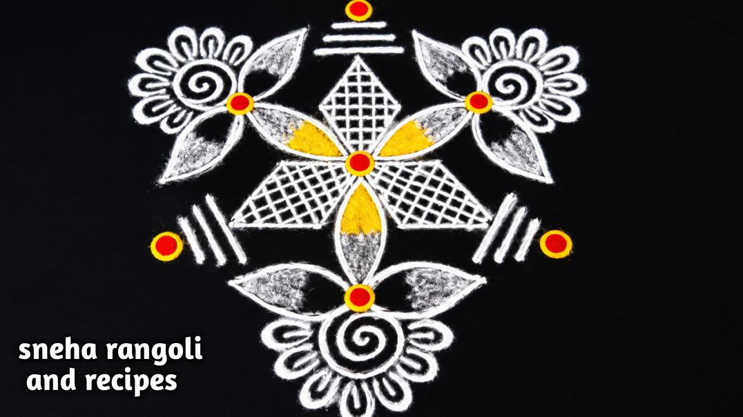 ⁣Easy White Flower Rangoli Design 🌼 Simple & Beautiful Rangoli 2026 ✨