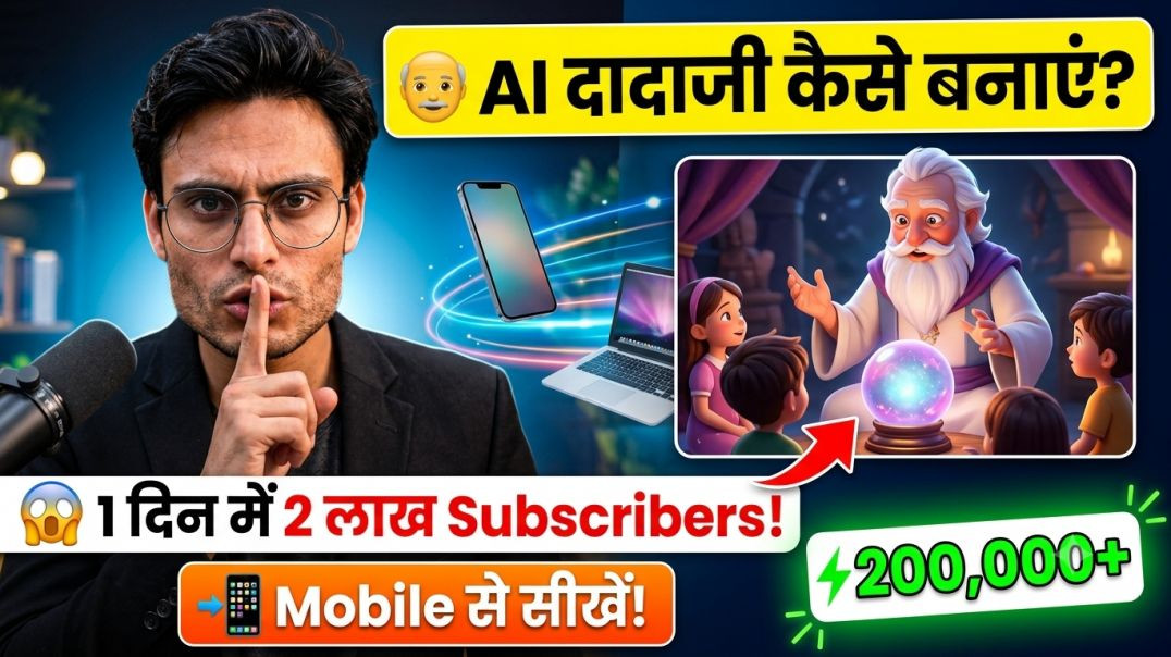 ⁣👴 AI दादाजी वाला वीडियो कैसे बनाएं? 1 दिन में 2 लाख Subscribers! 😱 #shorts #longvideo