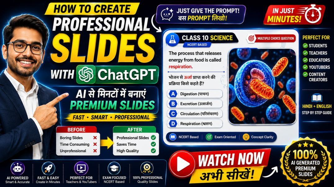 ⁣Create Premium Educational Slides Using ChatGPT AI | Full Tutorial Hindi