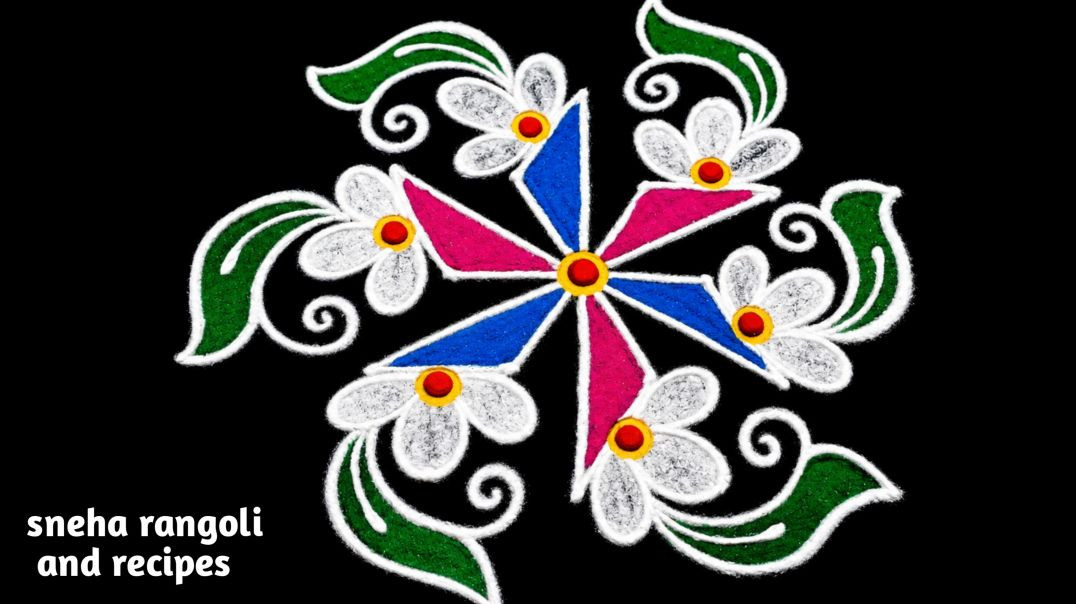 ⁣🌿 New Trending Flower Rangoli Design 2026 🌼 | Easy Daily Rangoli for Beginners ✨ Beautiful Floral Ra
