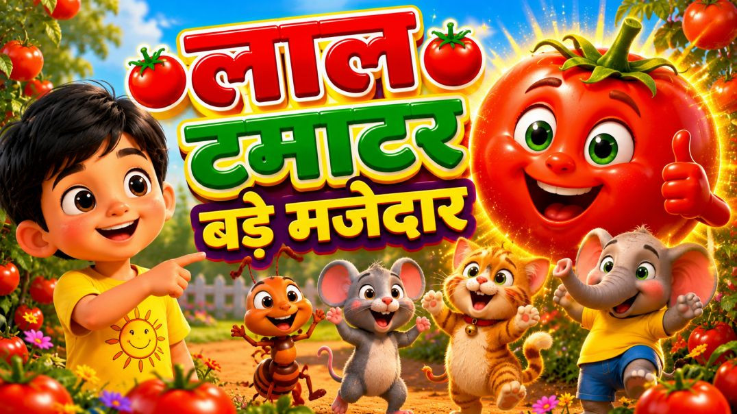 ⁣VN20260801_1838🍅 लाल टमाटर बड़े मजेदार | चींटी, चूहा, बिल्ली और हाथी की मजेदार कहानी | Hindi Kids So