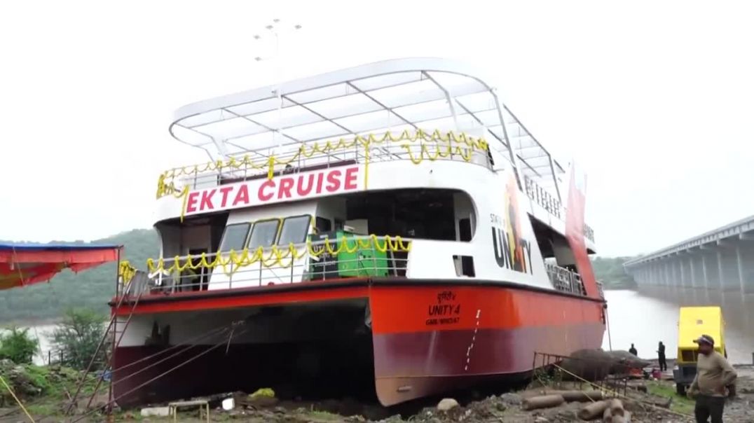 ⁣New 600-Seater Luxury Cruise Launched at Statue of Unity to Boost Narmada River Tourism