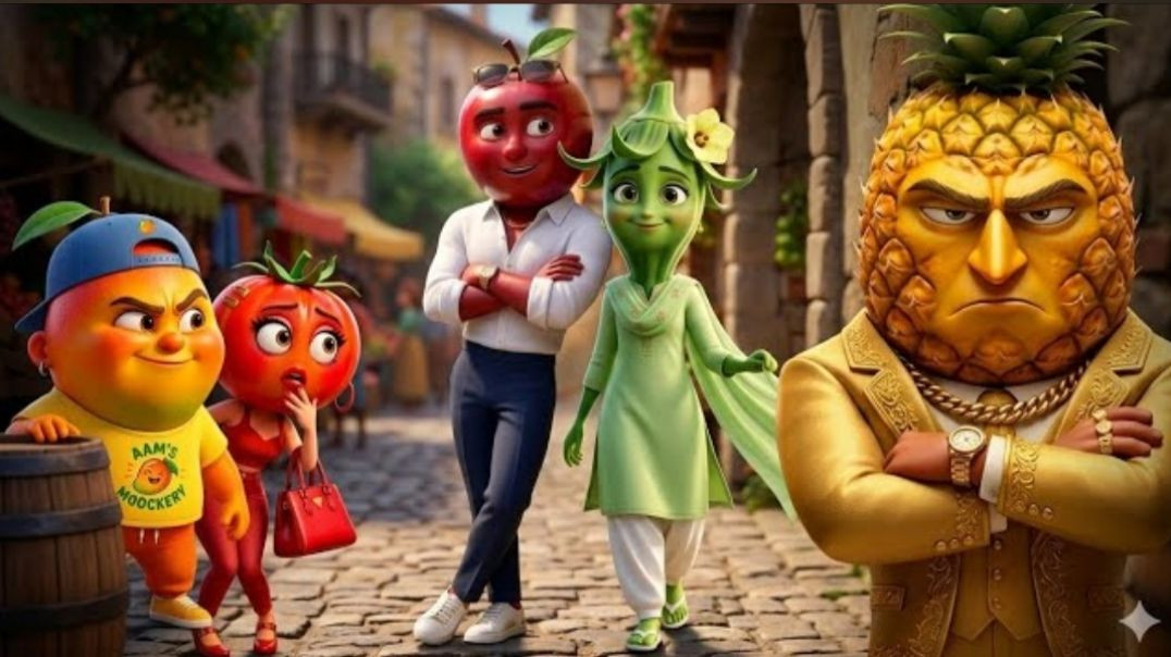 ⁣Apple and Ladyfinger Love Story I Al Vegetable/Fruit Video I Meku Storylab