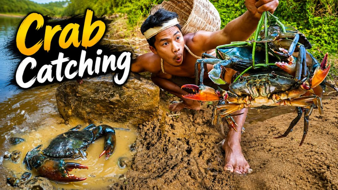 ⁣नदी से केकड़ा पकड़ना और स्वादिष्ट पकाना 🦀 | Desi Catch & Cook Adventure!