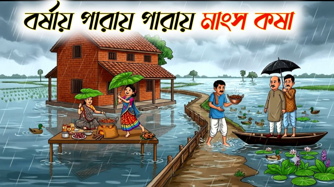 ⁣বর্ষায় পারায় পারায় মাংস কষা | Bangla Moral Story Cartoon Video