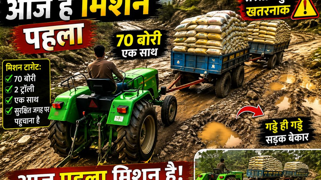 🚜 पहला मिशन शुरू! 70 बोरियां लेकर 2 ट्रॉली के साथ खतरनाक रास्ते का सफर 😲