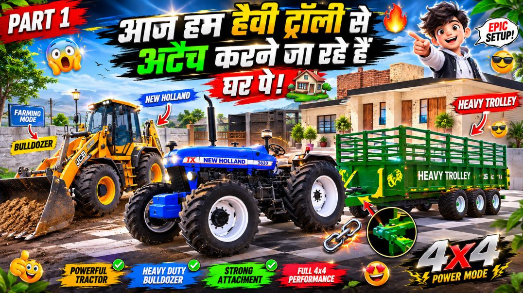 ⁣👉 Heavy Trolley से घर बनाने का काम! 😱🚜 | New Holland Tractor 4x4 | Farming Simulator