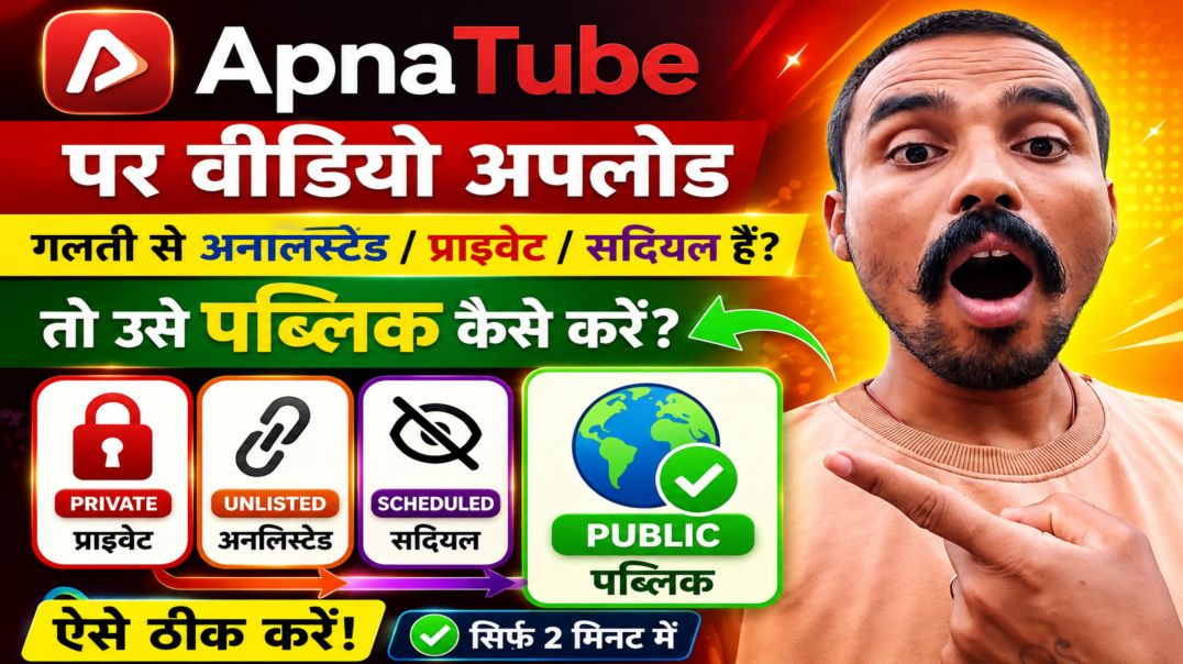 ⁣ApnaTube Video Settings: अनलिस्टेड, प्राइवेट या शेड्यूल वीडियो को पब्लिक कैसे करें?