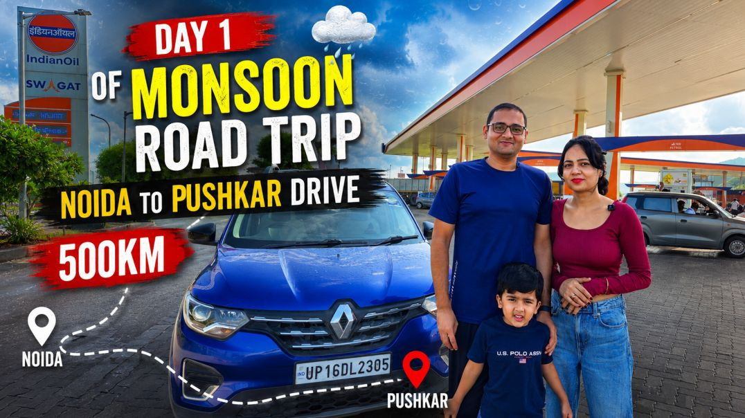 ⁣Monsoon Road Trip 🌧️ 500KM Noida to Pushkar Family Drive in Renault Triber