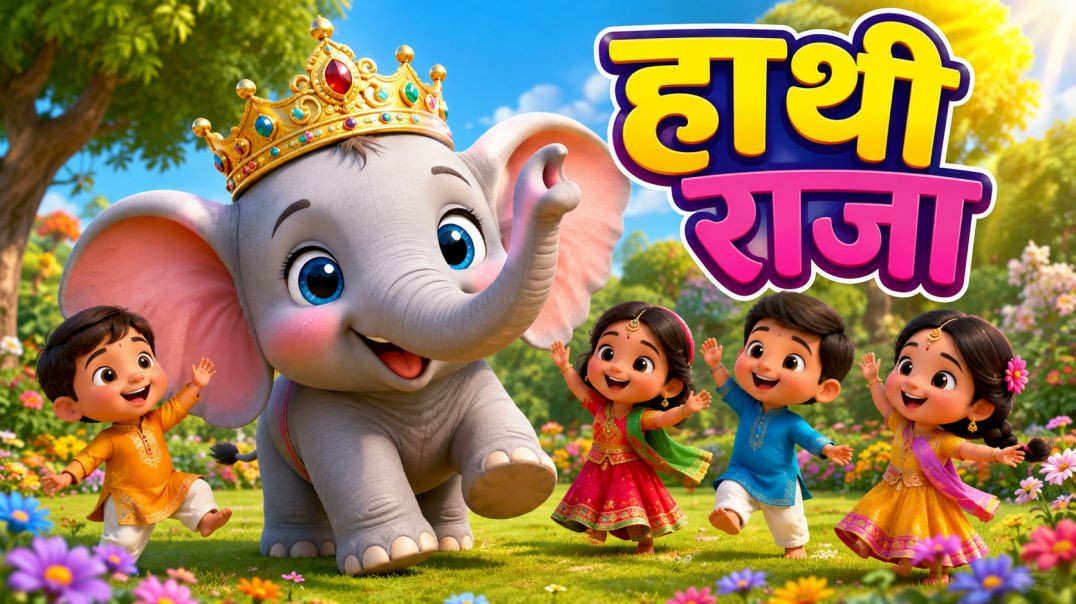 ⁣VN20260808_22🐘 हाथी राजा की मजेदार मस्ती | हाथी राजा झूले पर | बच्चों की प्यारी हिंदी कविता | Hindi 